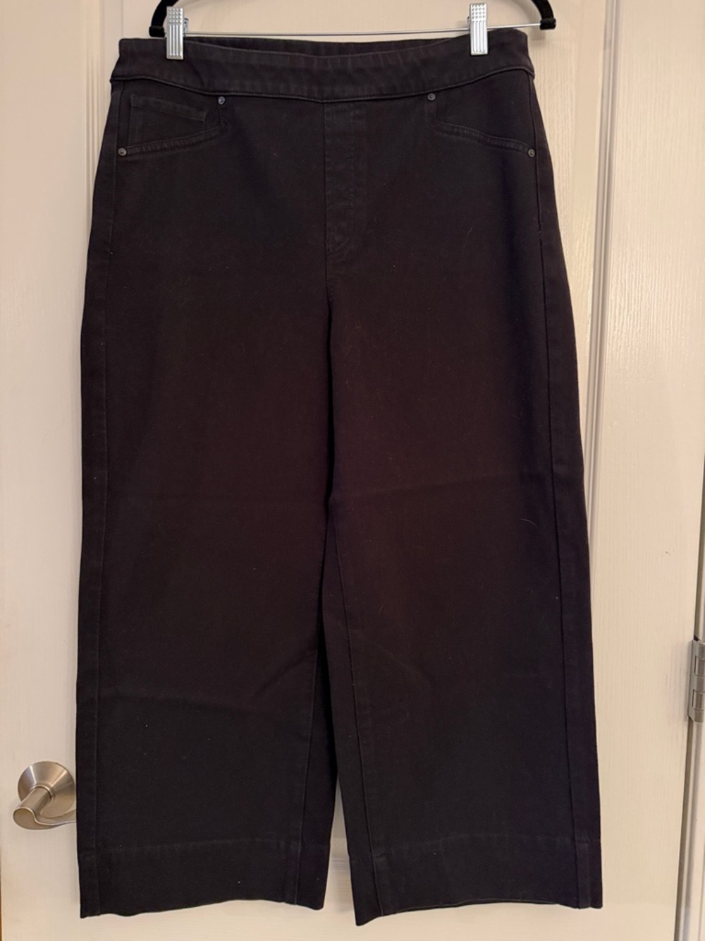 Pull On Wide Leg Crop Pants - Black